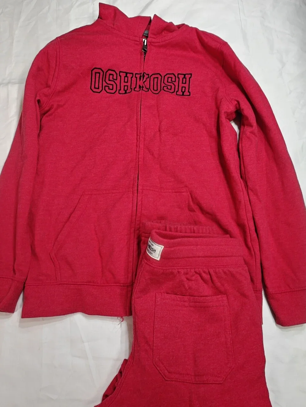 OshKosh B'gosh Bright Red Zip-Up Hoodie with Hood And Pants